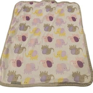 Blankets & Beyond Elephant Purple Yellow Gray Fleece Baby Blanket Jungle Throw